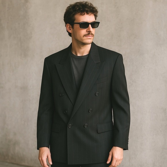 Haggar Other - VTG‎ Haggar Gallery Men's 40L Pinstripe Double Breasted Blazer USA Power Jacket